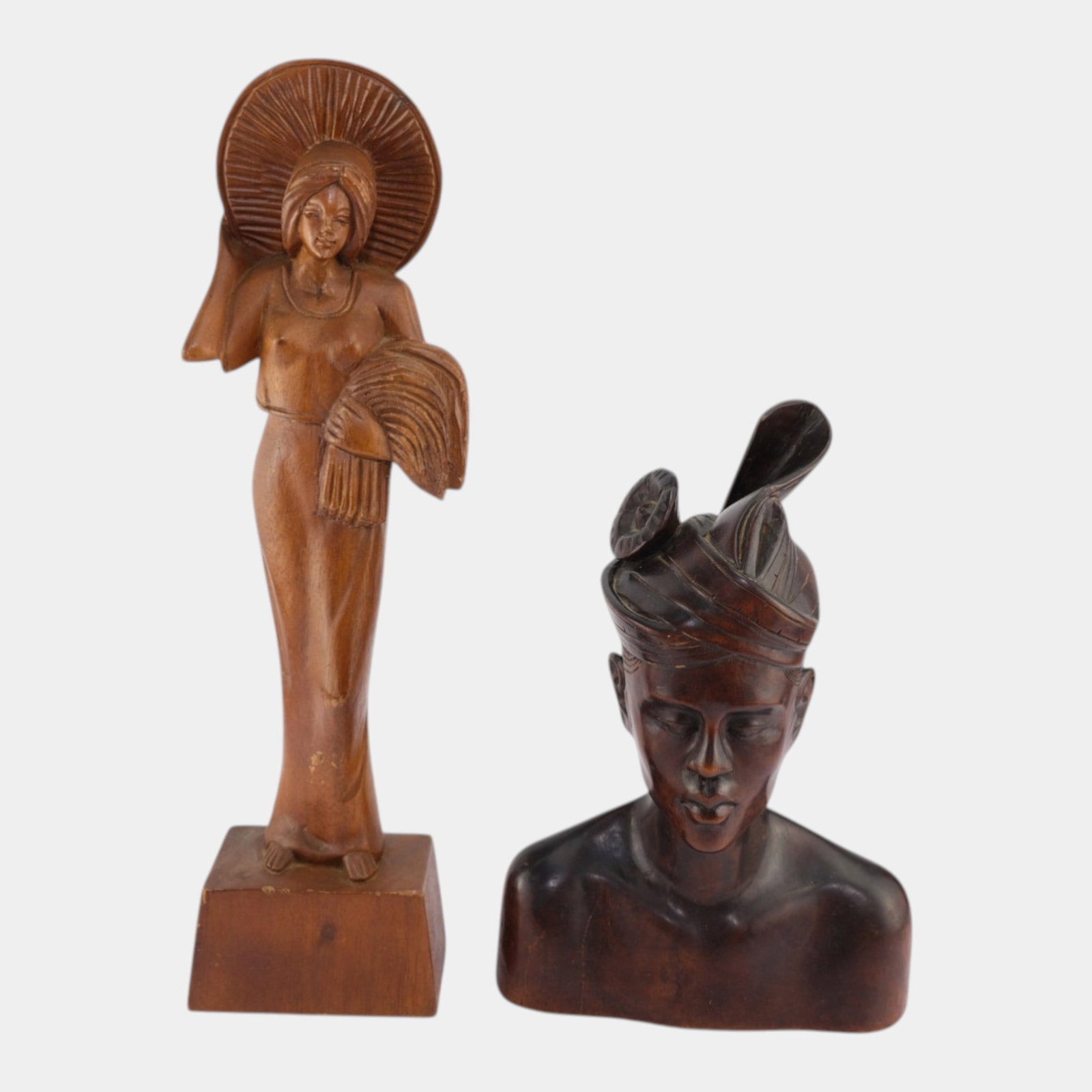 Bali Hand Carved Dark Wood Female Bust & The Monkeypod Tree Shop Carved Figural Statue (1 of 6)