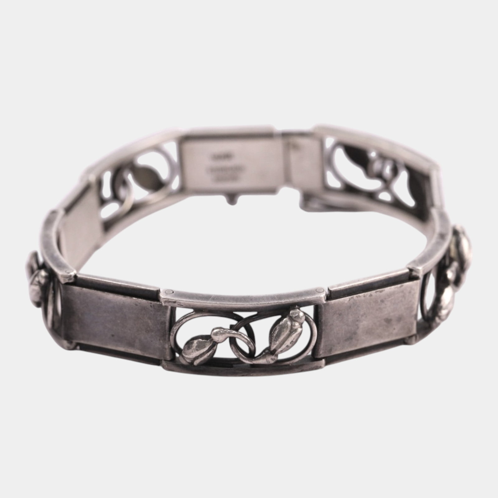 Willy Jacob Krogmar Danish 930 Sterling Silver Mid Century Thistle Motif Panel Link Bracelet (1 of 4)