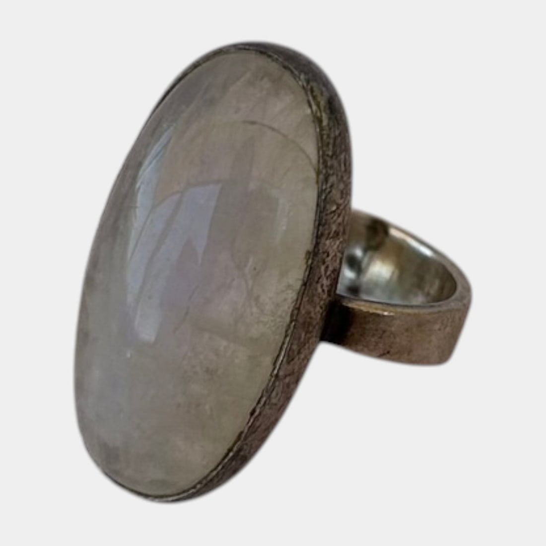 Sterling Silver 925 Large Oval Moonstone Statement Ring Modernist Design Size 7.25: Professional, fast, and affordable in house shipping available for all items. For higher resolution images please visit bid.craftedauctions.com Excellent condition. Age related wear. Marked 925 as sho