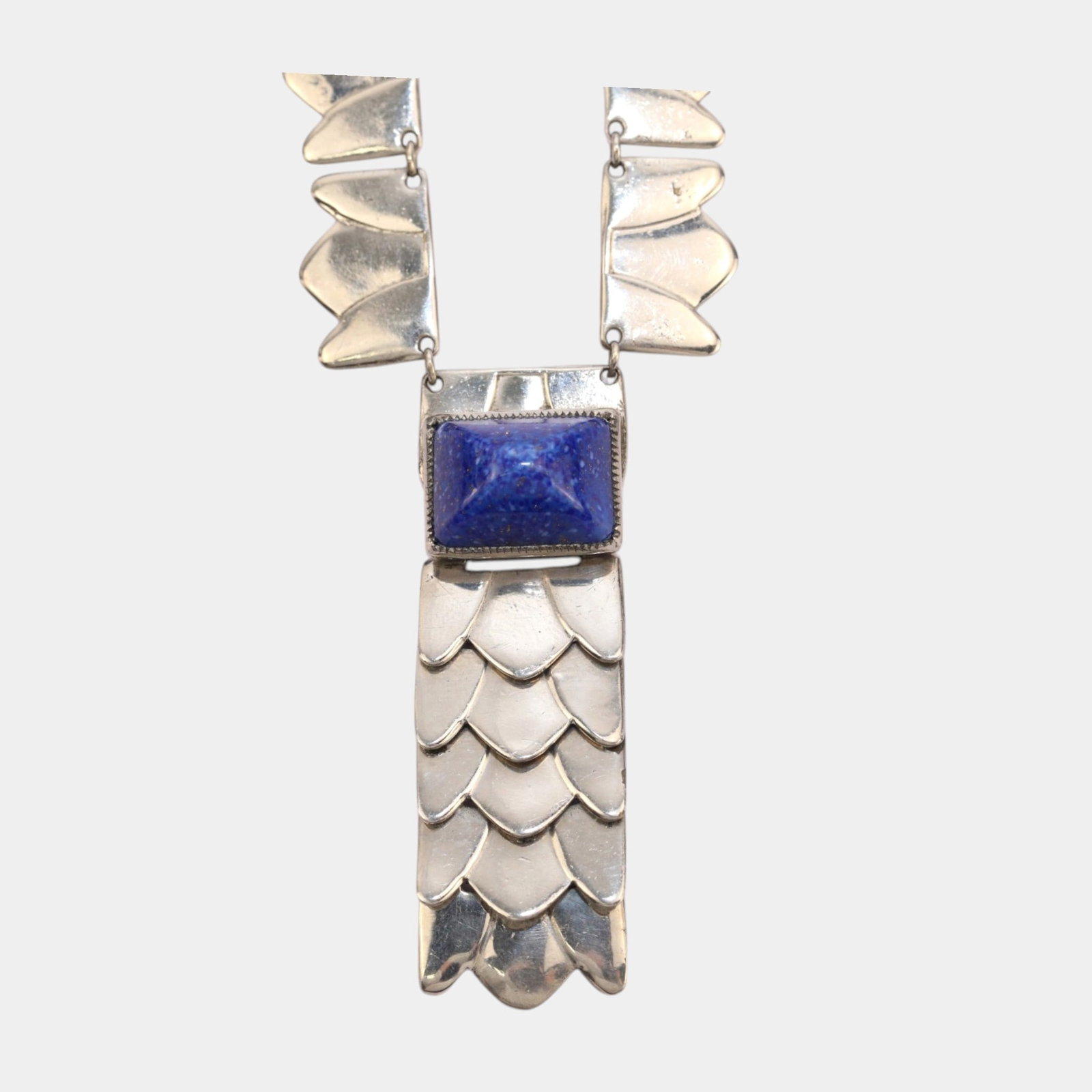 Napier Silver Tone Mid Century Modern Blue Glass Statement Necklace Jewelry: Professional, fast, and affordable in house shipping available for all items. For higher resolution images please visit bid.craftedauctions.com Excellent condition. Age related wear. Marked as shown. 