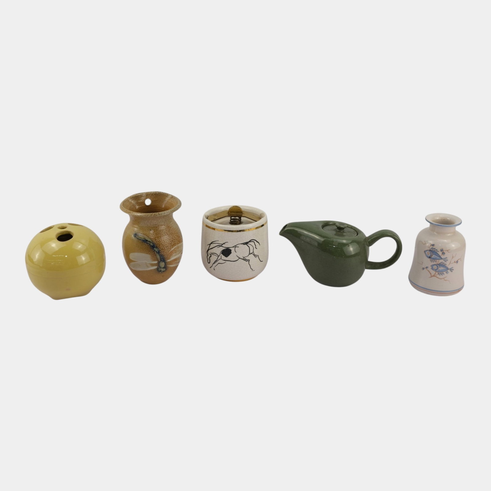Vintage Studio Pottery Stoneware Vases Crock Teapot & Ceramic Decorative Group (1 of 3)