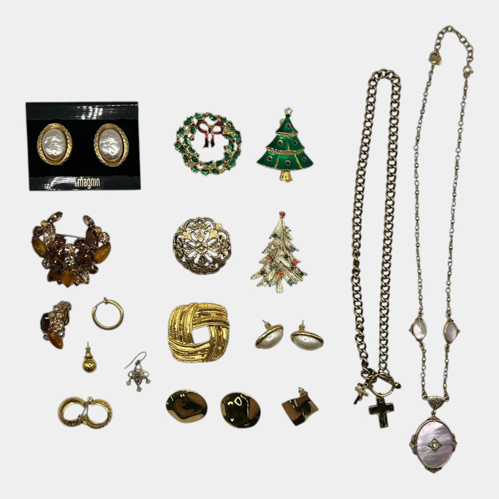 Costume Jewelry Collection Including Brooches Pendants Earrings And Necklaces (1 of 2)