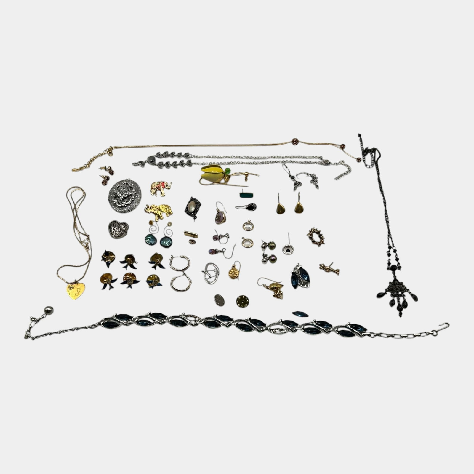 Costume Jewelry Collection Including Brooches Earrings Necklaces And Pendants (1 of 2)