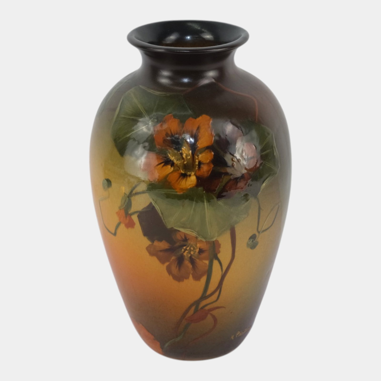 Weller Louwelsa 1900s Vintage Art Pottery Brown Ceramic Floral Decorate Vase Hester Pillsbury: Professional, fast, and affordable in house shipping available for all items. For higher resolution images please visit bid.craftedauctions.com Weller Louwelsa 1900s Vintage Art Pottery Brown Ceramic 