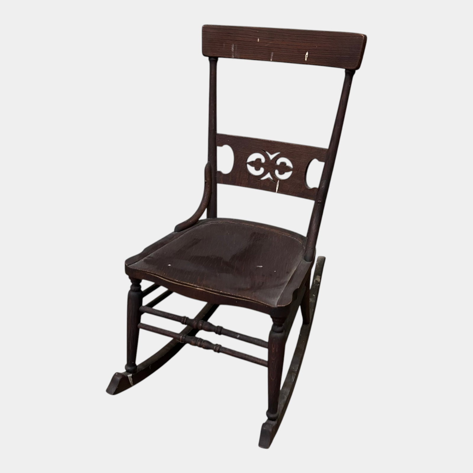 Late 19th Century Victorian Ebonized Maple Decorative Pierced Splat Child's Rocking Chair (1 of 3)