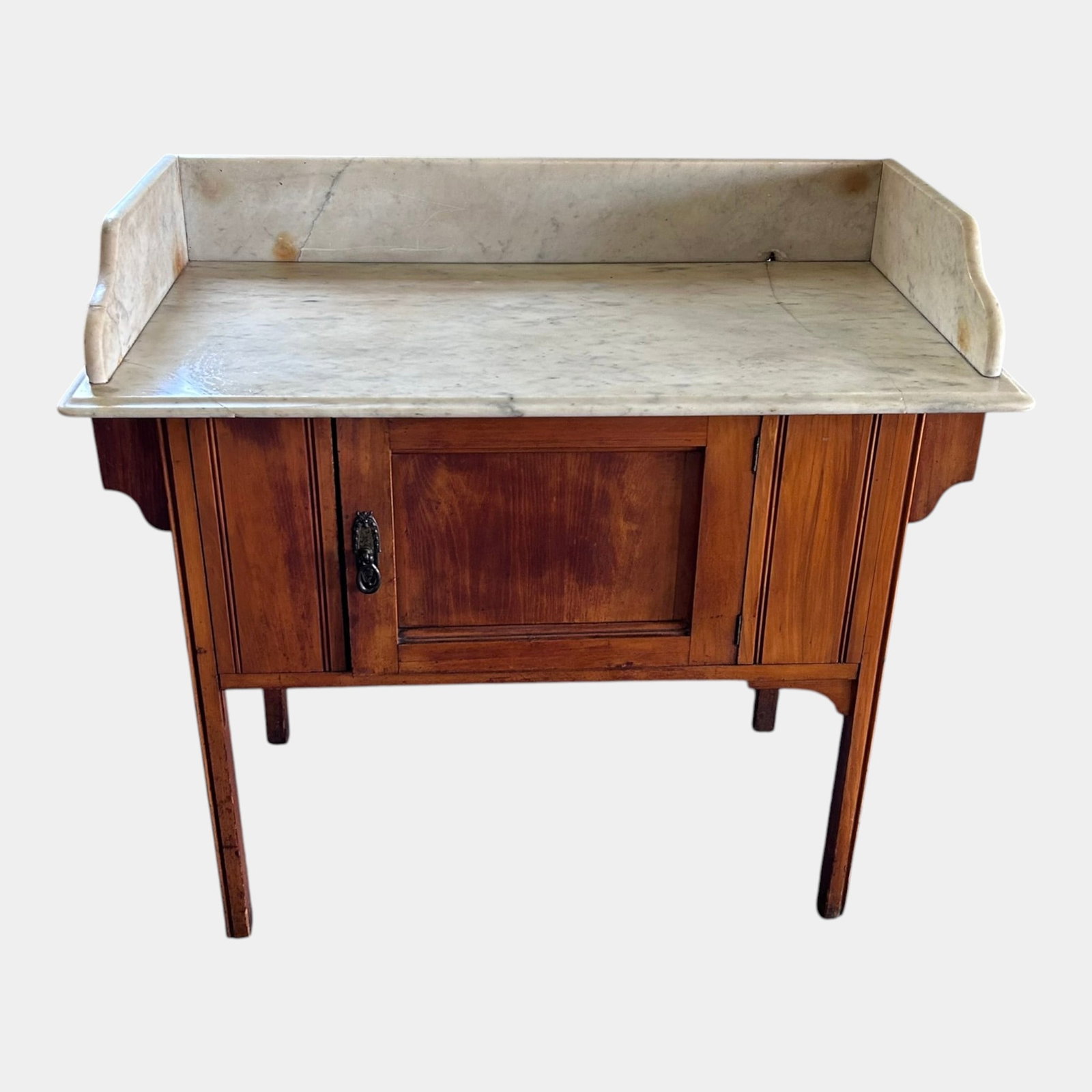 Early 20th Century Maple Marble Top Dry Sink Washstand Cabinet With Gallery Backsplash (1 of 6)