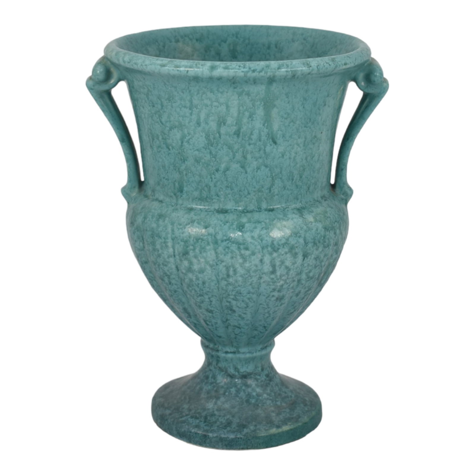 Roseville Tourmaline Blue 1933 Vintage Art Deco Pottery Ceramic Vase 105-8: Professional, fast, and affordable in house shipping available for all items. For higher resolution images please visit bid.craftedauctions.com Roseville Tourmaline Blue 1933 Vintage Art Deco Pottery 