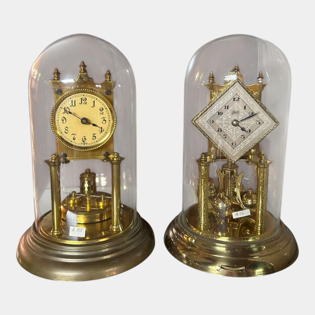 Schatz & Other German Mid Century Brass Glass Dome Torsion Anniversary Clocks (1 of 6)