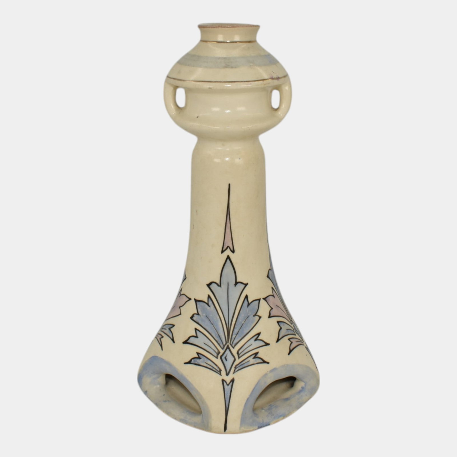 Brush McCoy Pottery Candle Holder: Professional, fast, and affordable in house shipping available for all items. For higher resolution images please visit bid.craftedauctions.com Brush McCoy Pottery Candle Holder Tall attractive candle