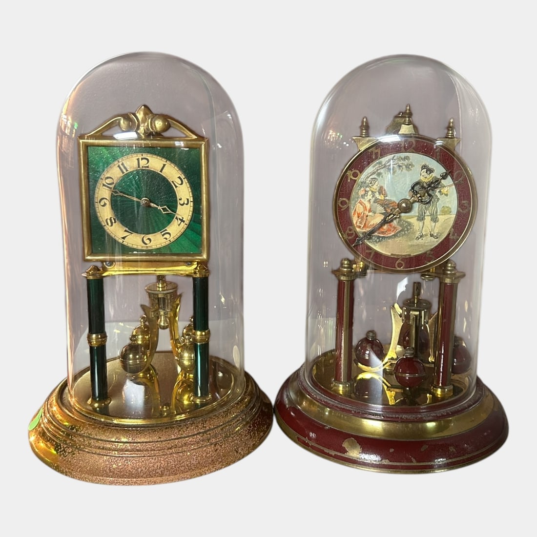 Kieninger & Obergfell & Other German Mid Century Glass Dome Anniversary Clocks: Professional, fast, and affordable in house shipping available for all items. For higher resolution images please visit bid.craftedauctions.com Kieninger & Obergfell & Other German Mid Century Glass D