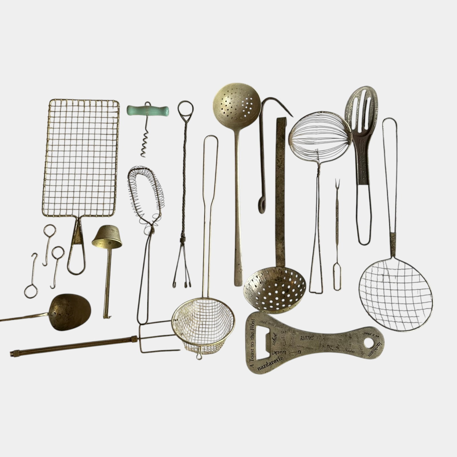 Ealry To Mid Century Primitive Wire & Metal Kitchen Utensils Skimmers Strainers Forks & Gadgets (1 of 1)