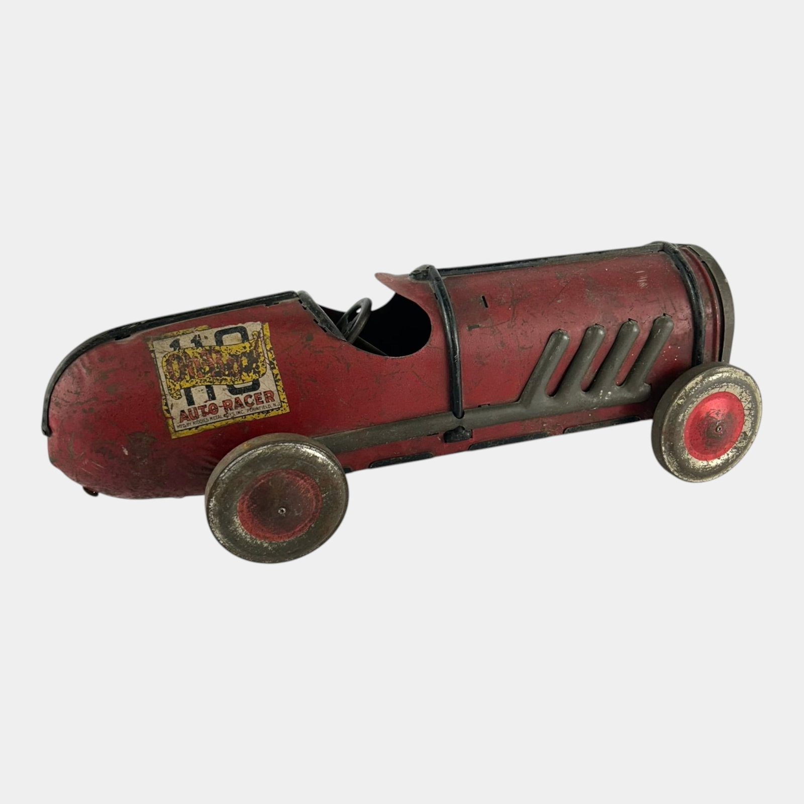 Kiddies Metal Toys 1920s Red Tin Oh-Boy 110 19" Long Auto Racing Car (1 of 5)