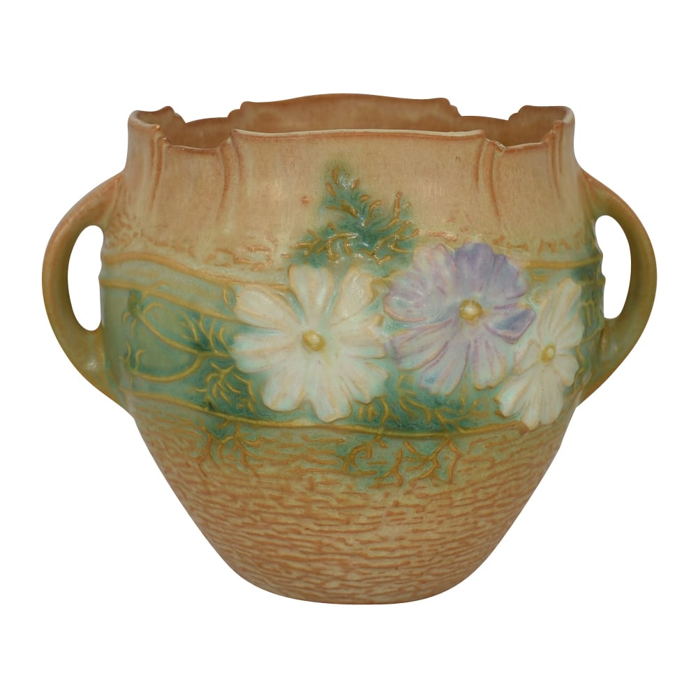 Roseville Pottery Cosmos 1939 Tan Jardiniere Planter 649-5 (1 of 6)