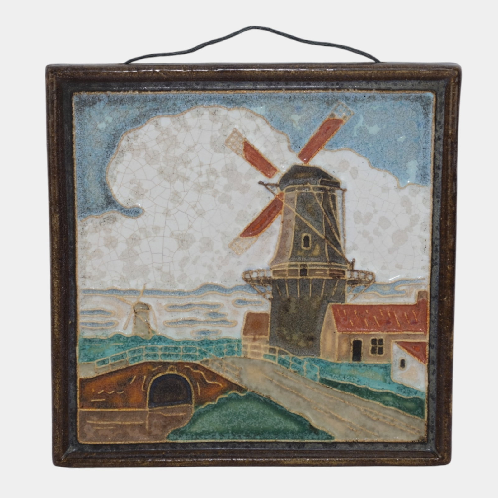 Delft De Porceleyne Fles Holland Waterside Windmill Cloisonne Landscape Tile (1 of 4)