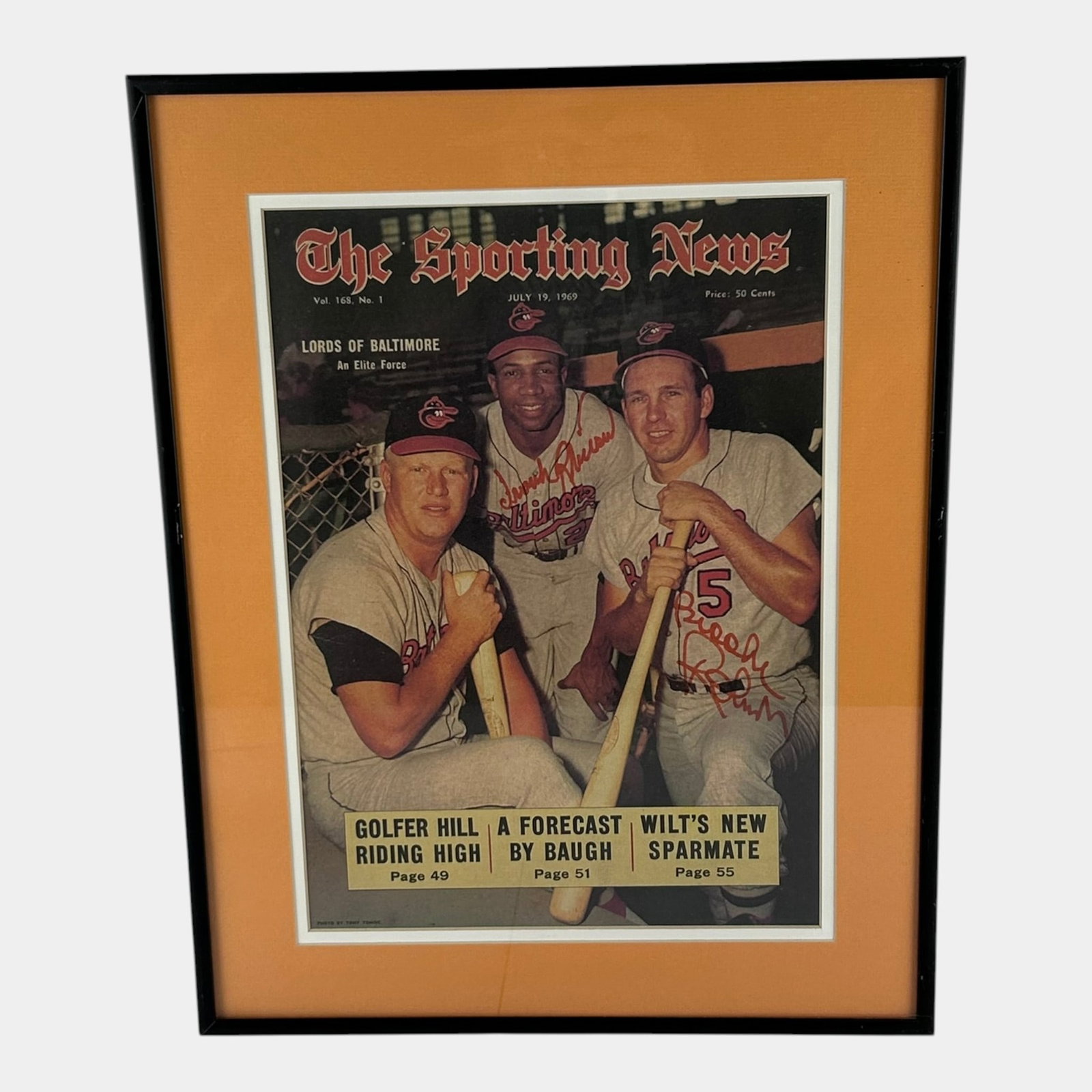 Brooks Robinson & Frank Robinson Hand Signed Autographed Framed Matted The Sporting News Periodical (1 of 3)