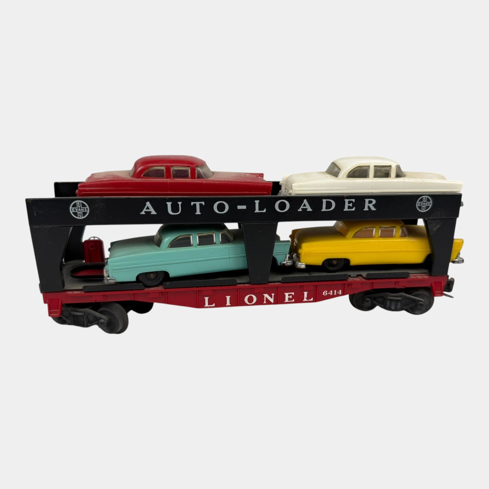 Lionel Trains Post War Auto Loader Train Car 6414 With 4 Multi Color Cars (1 of 5)