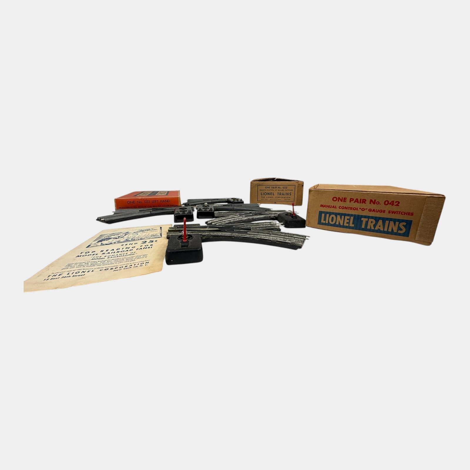 Lionel Trains Post War 042 Manual Control "O" Gauge Switches With Controllers And Original Boxes (1 of 4)
