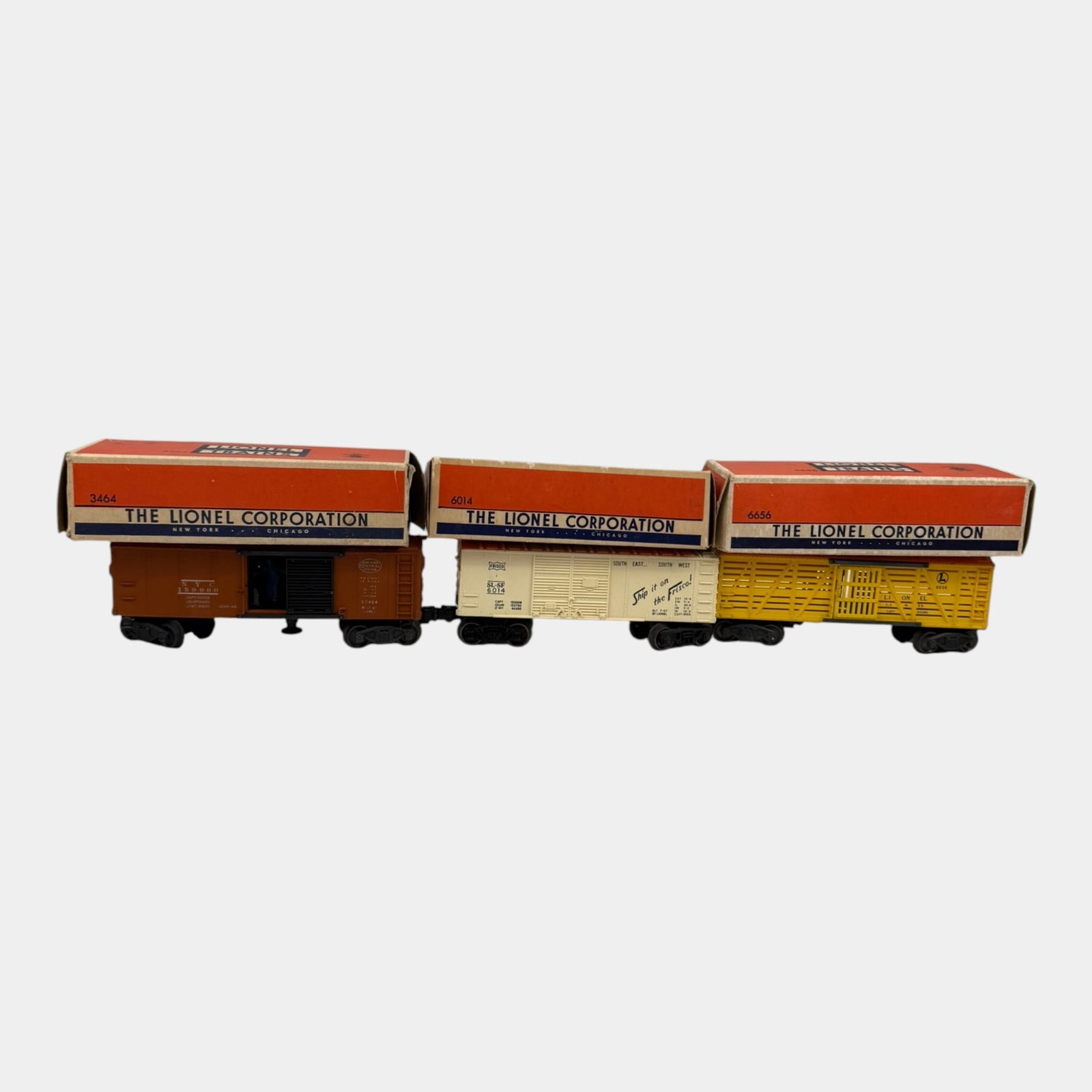 Lionel Trains Post War NYC 159000 Boxcar, 6014 Frisco Boxcar, 6656 Boxcar Train Cars (1 of 11)