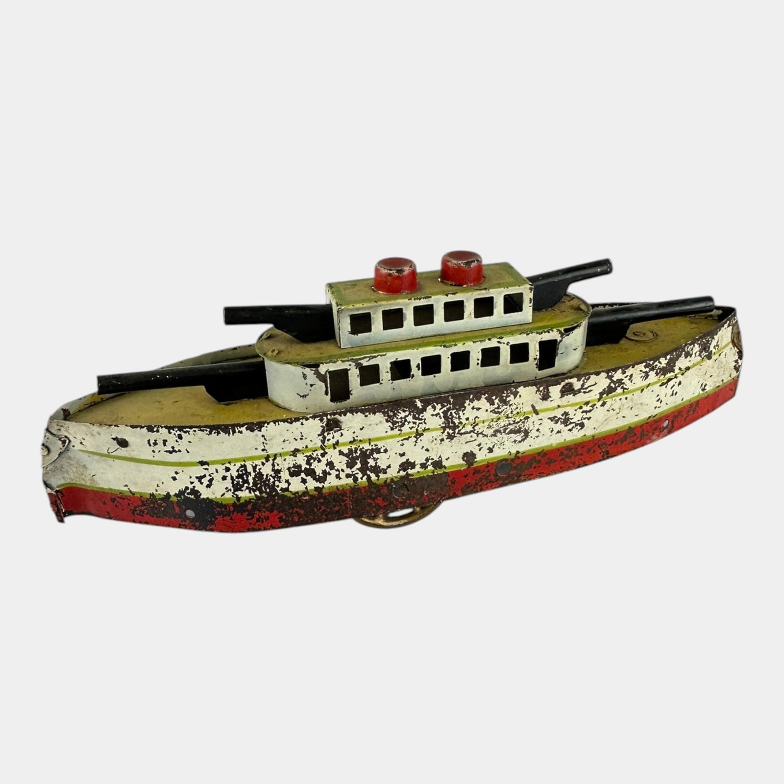 Schieble-Dayton 1920s Dayton Hill Climber Battleship Wheel Friction Toy Boat (1 of 6)
