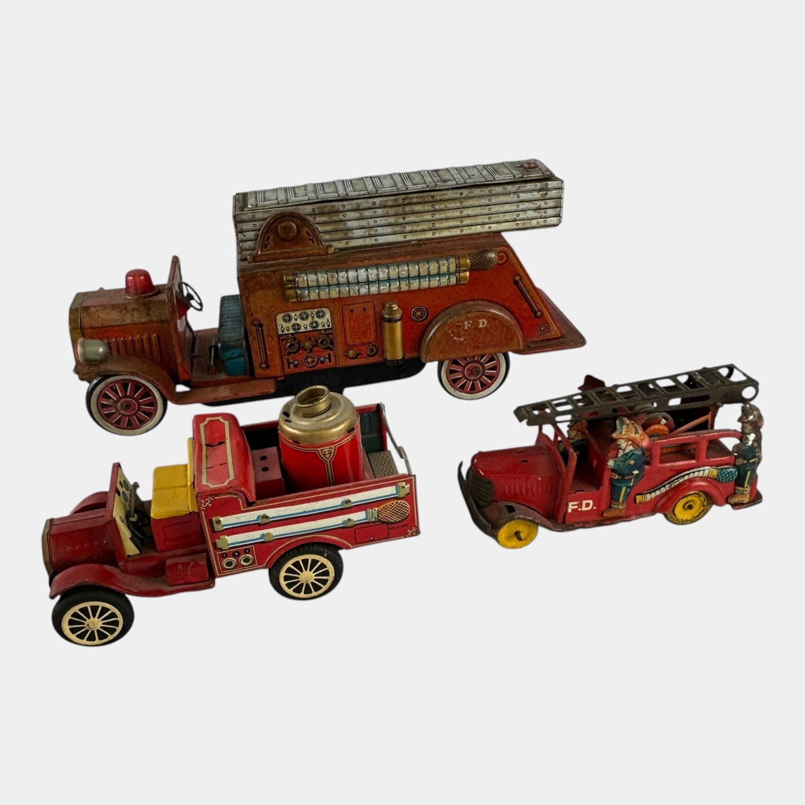 Cragston Old Smokey, Modern Toys, & SSS Japan Tin Litho Fire Engine Toy Trucks (1 of 6)