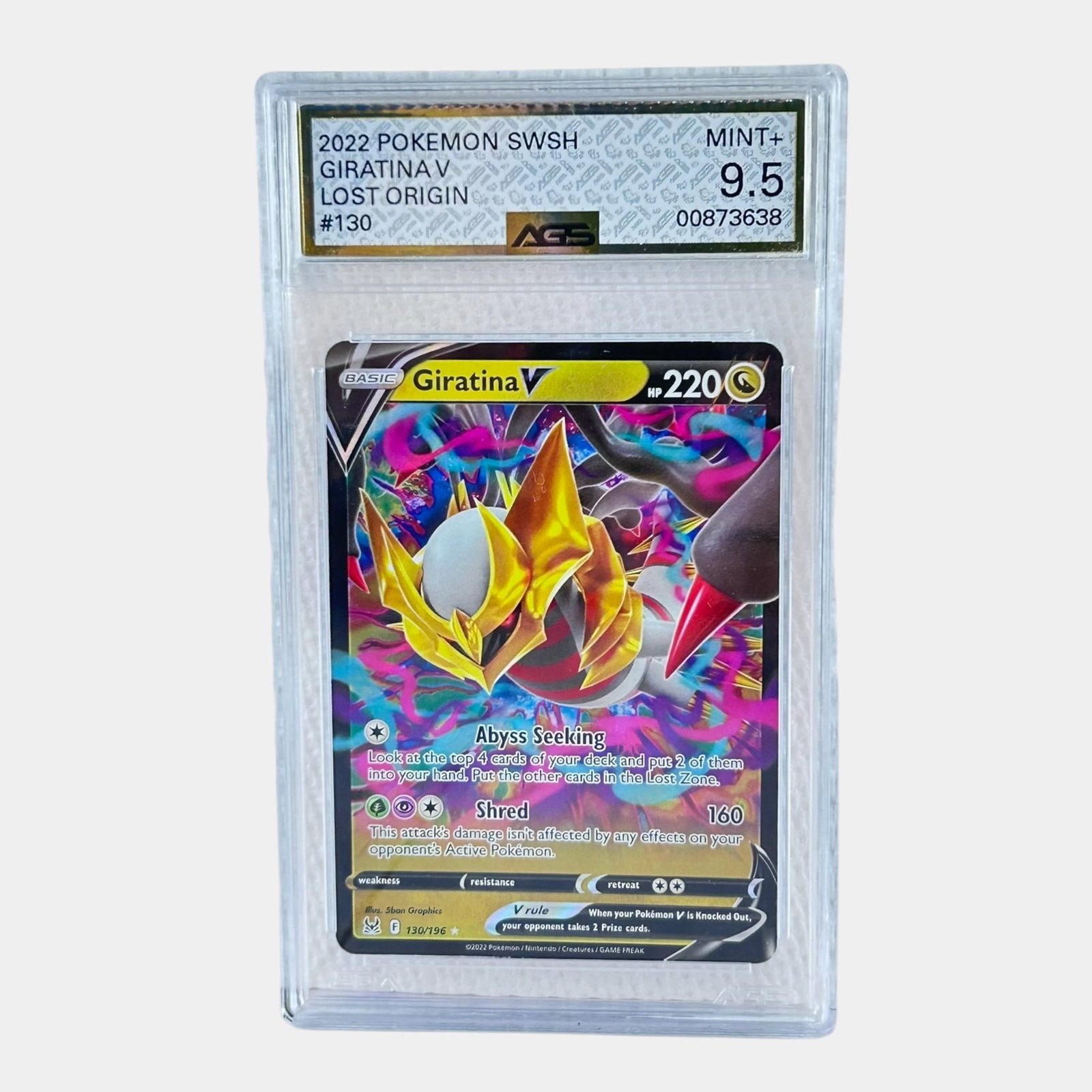 Giratina V #130 AGS 9.5 Mint Sword & Shield Lost Origin Graded Pokemon Card (1 of 2)