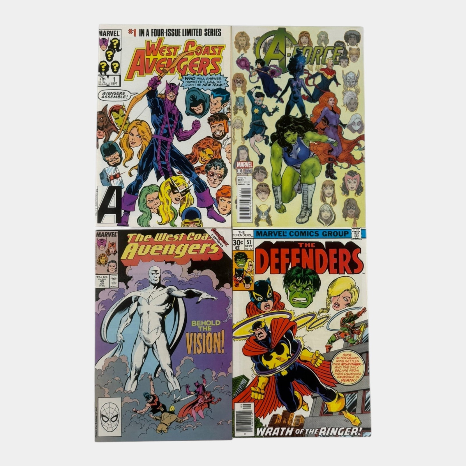West Coast Avengers #1 & 45, Defenders #51, & A-Force #1 Variant Cover High Grade Key Comic Book (1 of 2)