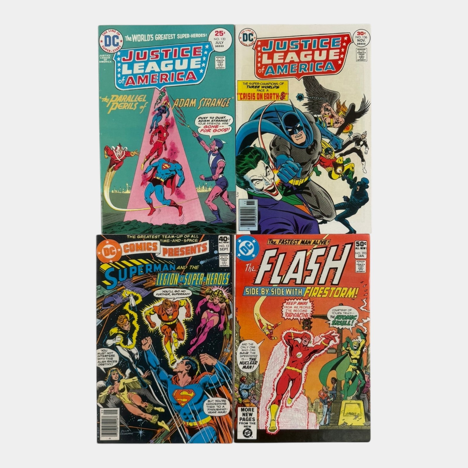 Jusice League #120 & 136, Flash #293, & DC Comics Presents #13 Comic Books (1 of 2)
