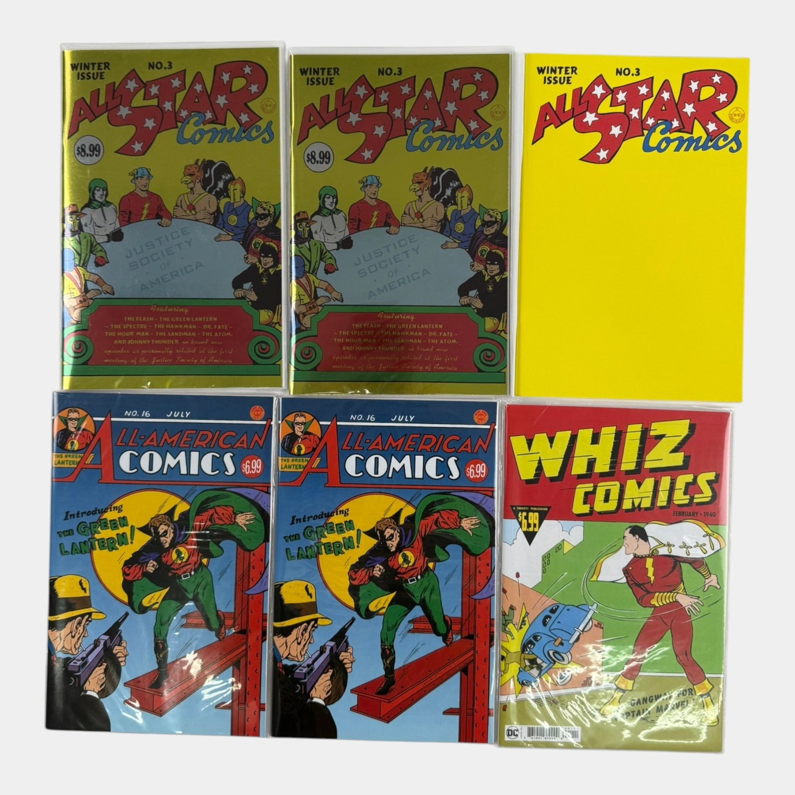 All Star Comics #3, All-American Comics #16, Whiz Comics Facsimile & Foil Cover Comics Books (1 of 2)