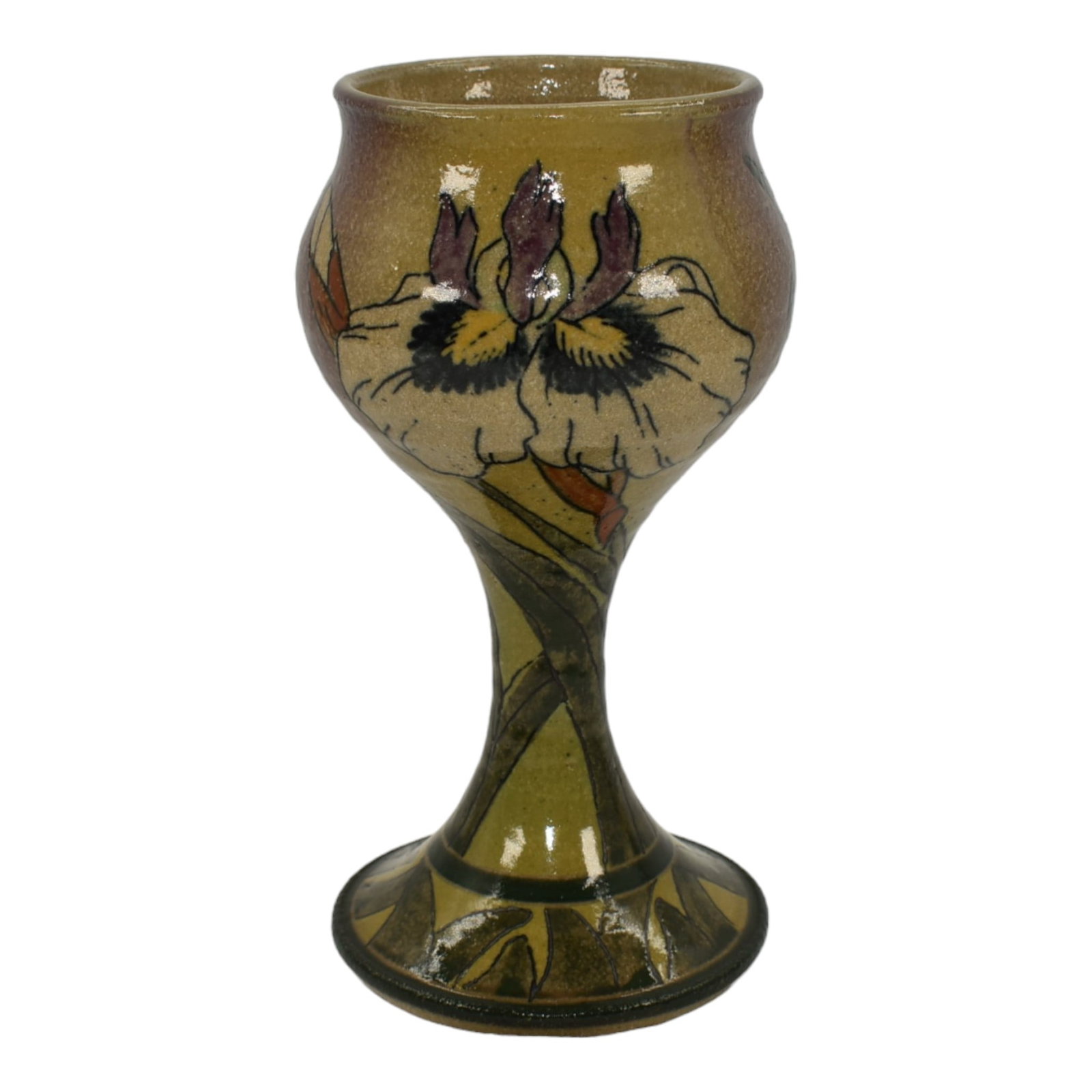 Santa Barbara Ceramic Design 1979 Art Pottery Hand Painted Iris Chalice Sargent: Professional, fast, and affordable in house shipping available for all items. For higher resolution images please visit bid.craftedauctions.com Santa Barbara Ceramic Design 1979 Art Pottery Hand Paint