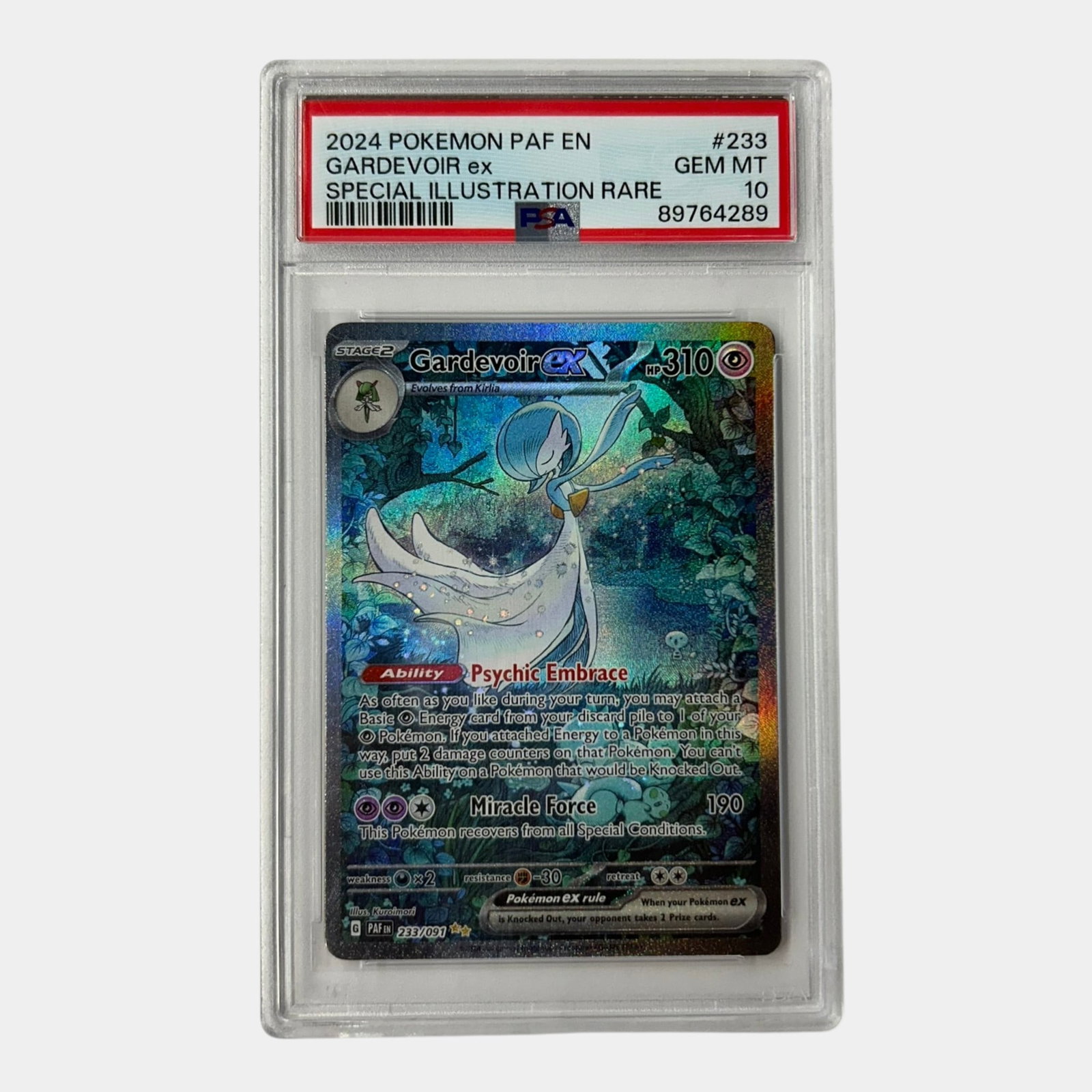 2024 Gardevoir ex #233 PSA 10 Paldean Fates Special Illustration Rare Graded Pokemon Card: Professional, fast, and affordable in house shipping available for all items. For higher resolution images please visit bid.craftedauctions.com 2024 Gardevoir ex #233 PSA 10 Paldean Fates Special Illu