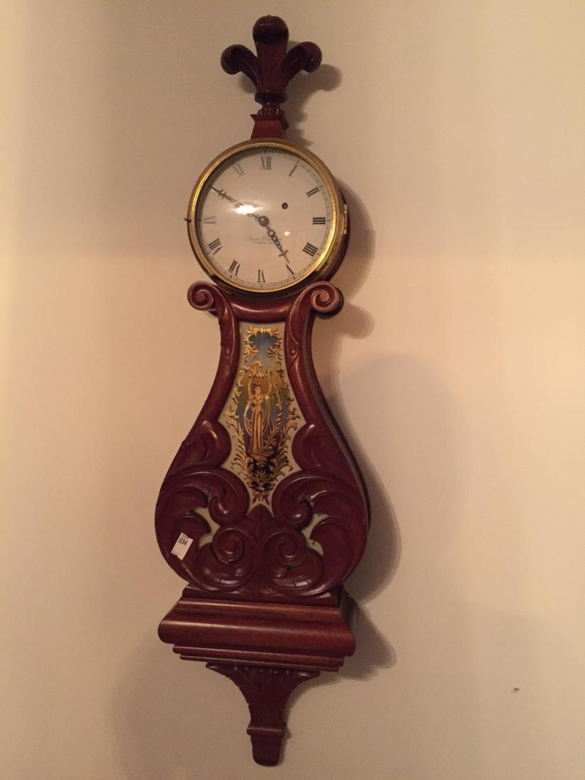 Foster S Campos Clock: Foster banjo clock very ornate top final its weight driven has a great glass painted with lady in all original condition from a lifetime clock collection working condition don’t miss this one a grea