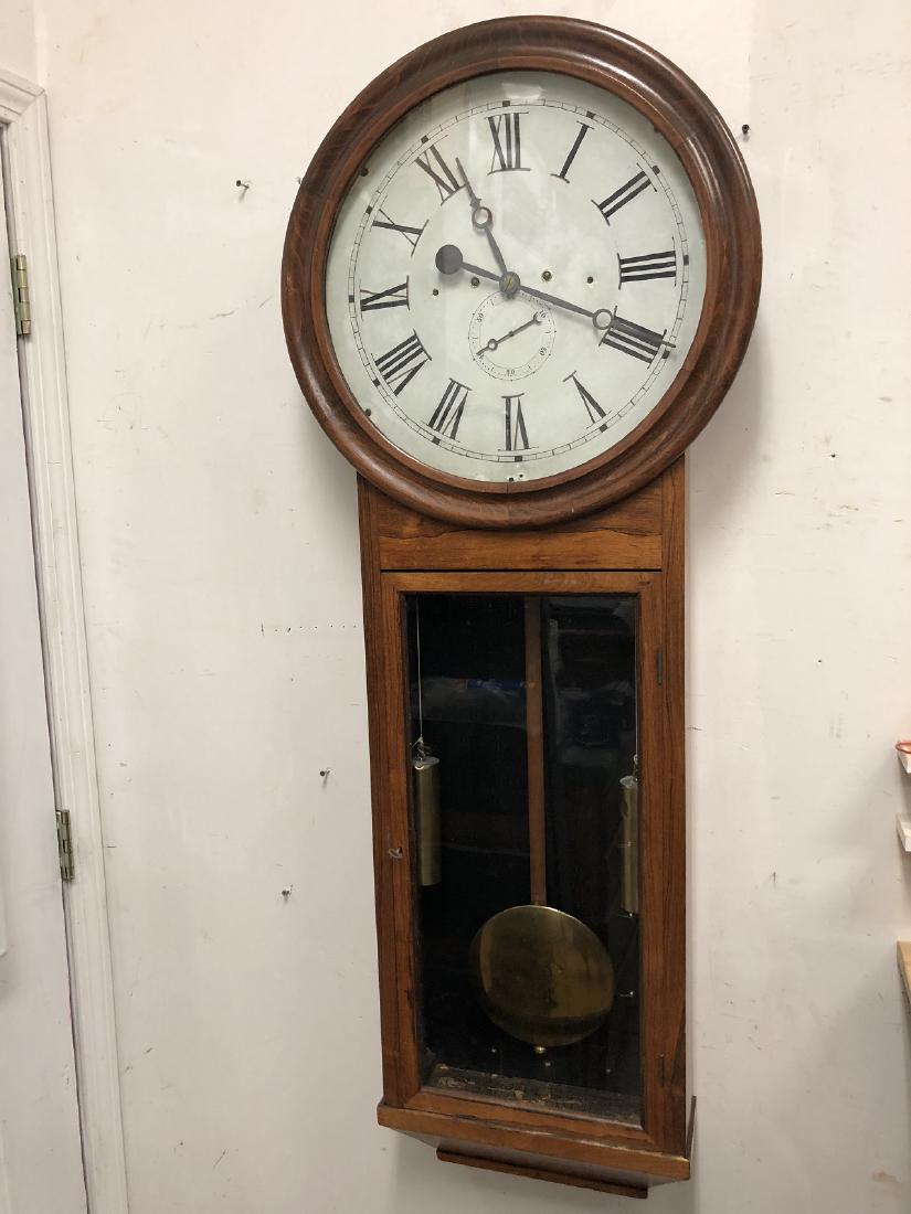 Rosewood Atkins Regulator 8 Day Clock: Atkins Clock Co., Forestville CT Regulator 8 Day Clock. Rosewood case, weight driven, all original and in original working order, original pendulum, original rosewood case, very hard model to find. Ha