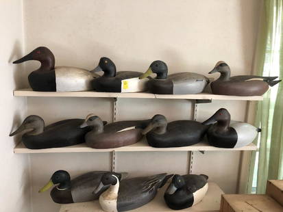 11 Reneson Carved Duck Decoys: 11 carved duck decoys "Reneson". Chet Reneson is a famed artist and decoy carver from Lyme Connecticut. Chet Reneson graduated from the University of Hartford, Connecticut, in 1960. He has received se