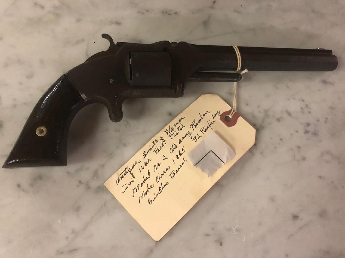 Antique Smith and Wesson Revolver: Antique Smith & Wesson Civil War Model No. 2, c. 1865. The Smith & Wesson Model No. 2 Army a.k.a. Model No. 2 Old Model Smith & Wesson Revolver was Smith & Wesson's first .32 caliber revolver, intende