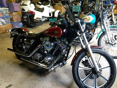 1990 Harley-Davidson Motorcycle: 1990 Harley Davidson FxR Low Rider. Red/maroon, 1340cc with new transmission for the 6 speed. Roland sands rims, needs battery and carb cleaned. VIN Number: 1HD1EBL19LY111883. This motorcycle had