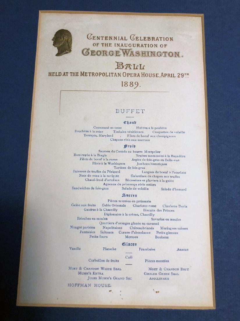 Early Centinial Celebration Menu, 1889 (1 of 2)
