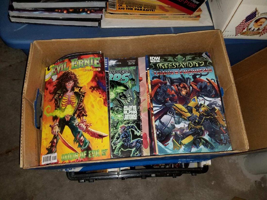 Estate Lot Including Comic Books: Estate lot includes Jaeger Figures, new in box, gaming books, comic books, books on weapons, spy, history, etc. Being sold as found at the estate.