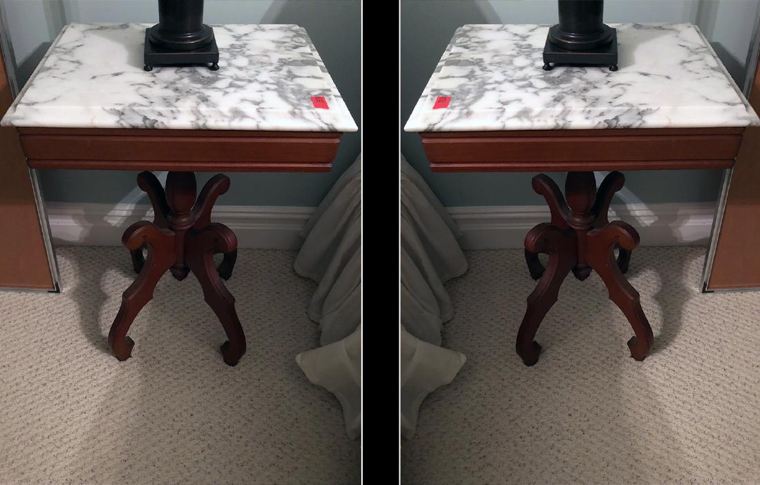 2 Matching Marble Top Tables (1 of 2)