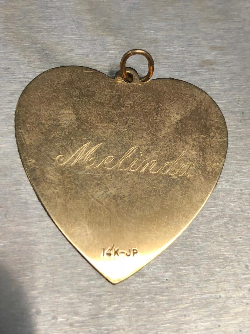 14kt Gold Heart Charm: 14kt Gold heart charm, weighs 3.2 dwts.