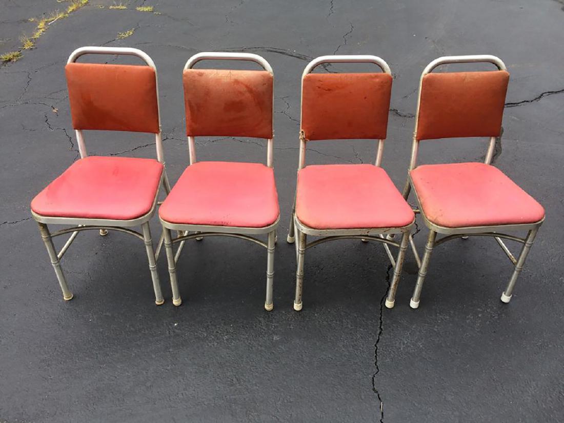 Set of 4 Matching Warren MacArthur Mid-Century Chairs: Set of 4 matching airplane aluminum mid century modern chairs. Made in Bantam, CT by Warren MacArthur, a well known Art Deco furniture designer from L.A. He moved to the Bantam CT factory in 1936 and