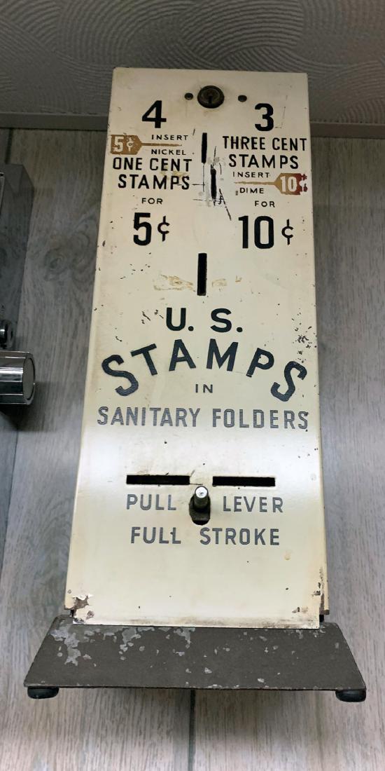 Vintage Stamp Vending Maching: Vintage U.S. Stamps 5 Cent and 10 Cent vending machine, coin operated in working order with keys. From a lifetime collection of over 50 years!
