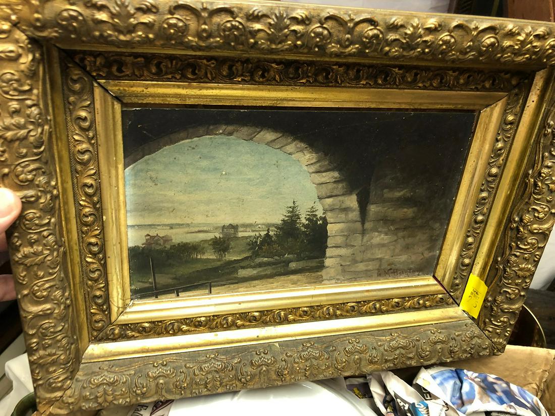 G.M. Hathaway Oil on Canvas: This beautifully framed Oil on Canvas "Breakers Row, Palm Beach" signed: G.M. Hathaway. George Milton Hathaway was born in Boston in 1852. His output was confined to the period from 1889 until 1903, t