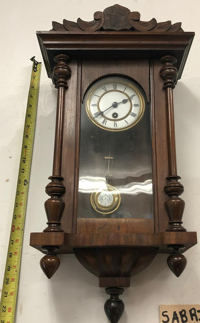 Vienna Regulator Clock: Vienna Regular Clock, single wind, mid size in original condition, and in running order, very ornate case. From the Chatham, Ma, Cape Cod Collection.