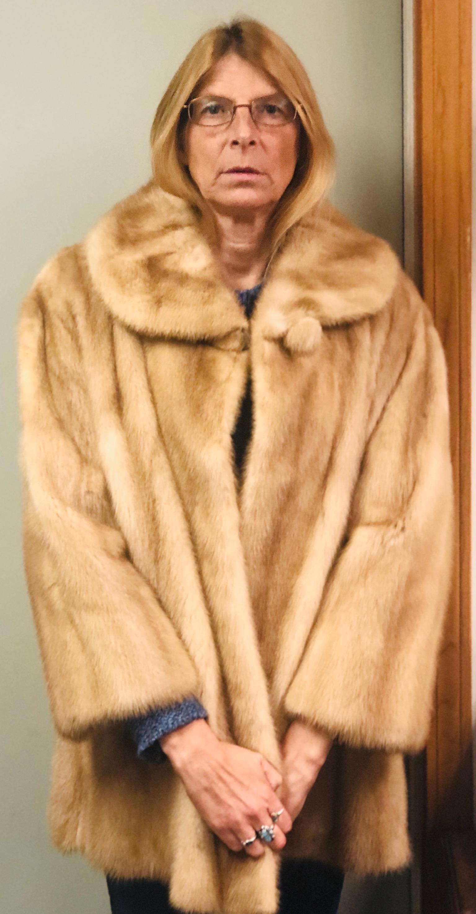 Sable Fur Coat: Vintage sable fur coat, jacket length, 3/4 sleeves, large collar with fur covered button, made by Macyâ€™s Little Shop, beautiful lining, well kept by the estate.