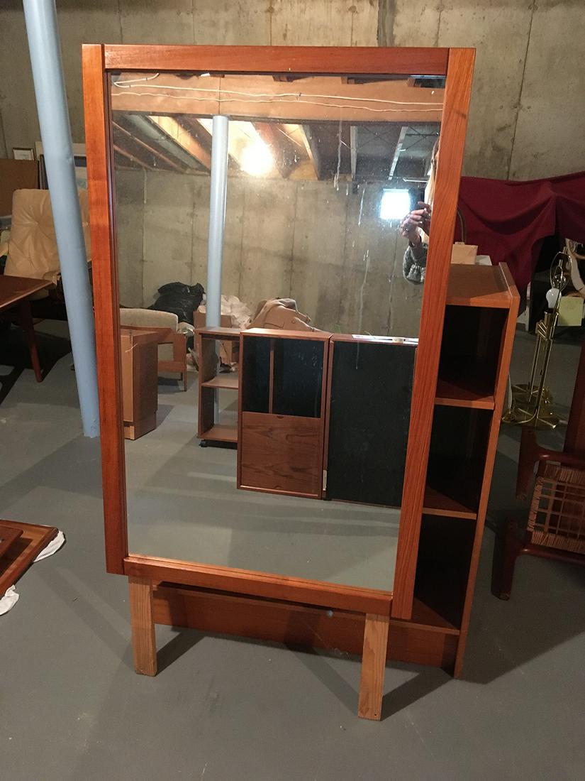 Pedersen & Hansen Mid Century Danish Mirror: Pedersen & Hansen, Viby J., Denmark, Mid Century Danish mirror. Can be used with bureau or hung on wall, measures approx. 29.25 inches wide x 46.25 inches tall.