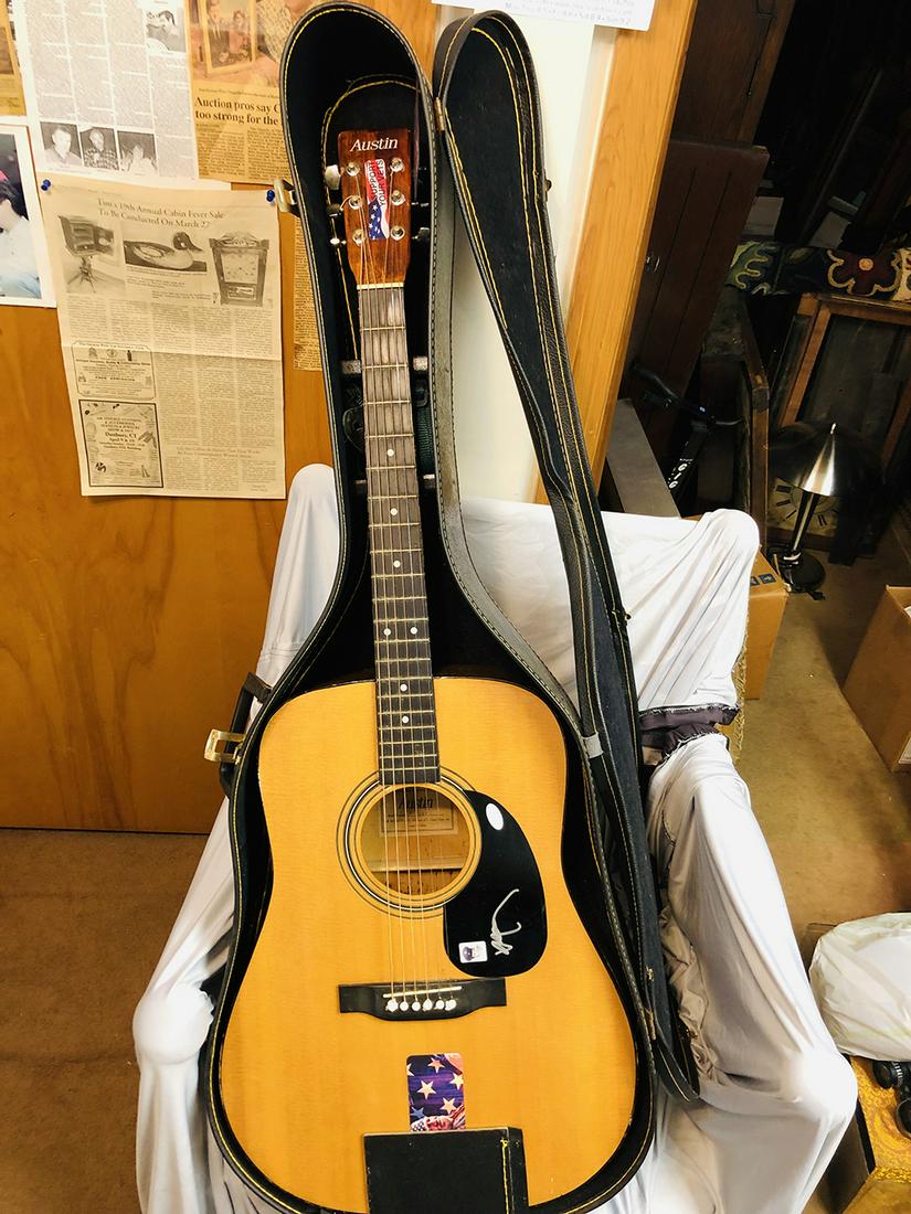 Willie Nelson Autographed Guitar - Terryville Legion: Willie Nelson Autographed acoustic guitar with COA, hard case. This lot is being offered to benefit the Terryville American Legion Hall, Terryville, CT, who is working to rebuild after a car accident 