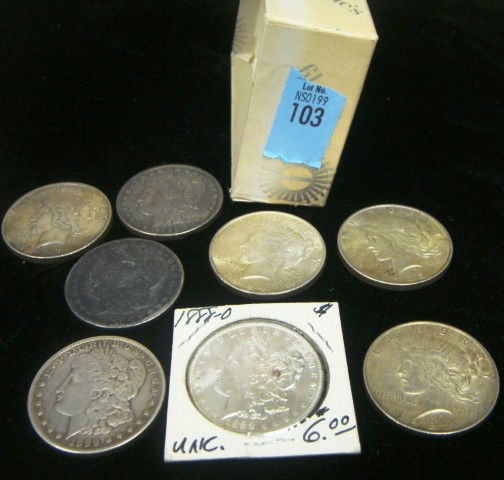 Eight (8) Silver Dollars: 1888O, 1887, 1899, 1901O: Eight (8) Silver Dollars: 1888-O, 1887, 1899, 1901-O, (2) 1922, 1923, 1924