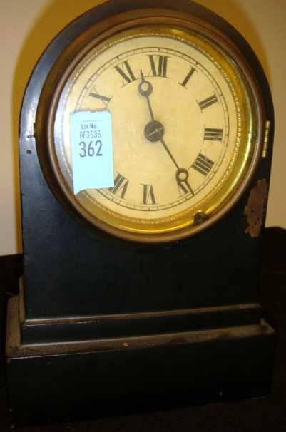 Terry Clock Co. Watebury, CT ca 1875: Terry Clock Co. Watebury, CT ca 1875 shown in 1875 catalog as "Eight Day Time" model #27 black painted cast iron case 9 inches - chip paint on front 6 x 3 x 9