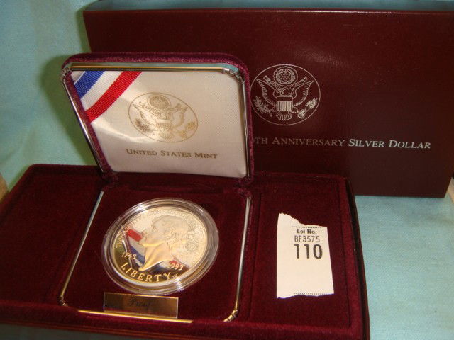 1993 Proof Silver Dollar: Thomas Jefferson 250th anniversary Silver Dollar Coin