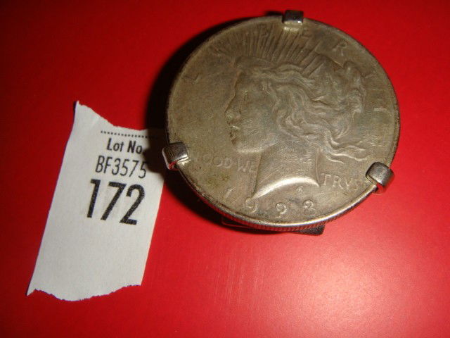 1923 US Silver Dollar money clip: Peace Silver Dollar